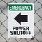 Signmission Power Shutoff (Left Arrow) With Symbol, 7 in W x Rectangle, Plastic OS-2PACK-EM-P-710-V-10525 - alternate 4